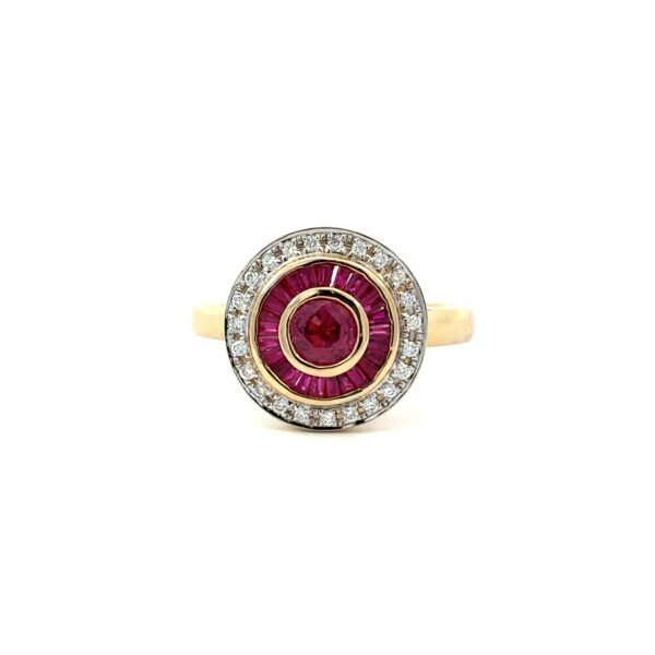 18K Yellow Gold Ring Rubies 0.85 Carat Diamonds 0.11 Carat