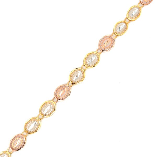 22K Yellow, White & Rose Gold Bracelet 19cm
