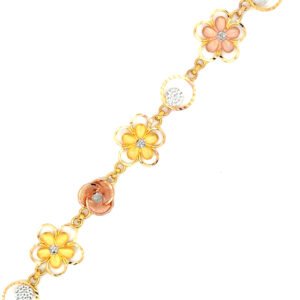 22K Yellow, White & Rose Gold Bracelet 18cm