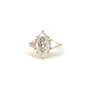 18K Yellow Gold Ring Lab Grown Diamonds TDW 4.05 Carat