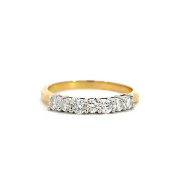 18K Yellow & White Gold Ring 7 Round Diamonds TDW 0.43 Carat