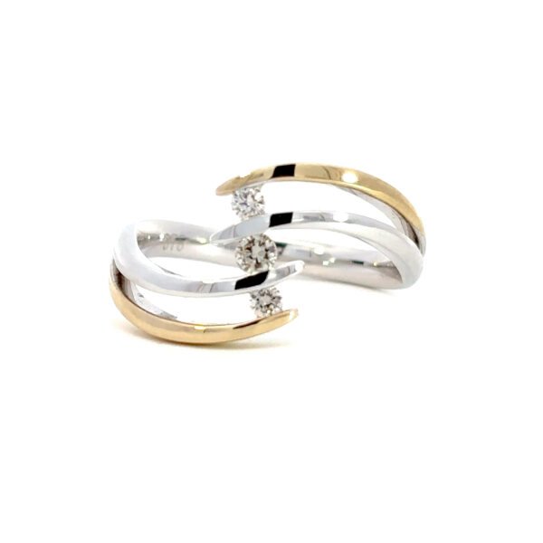 9K Yellow & White Gold Ring Round Diamonds TDW 0.20 Carat