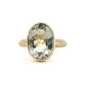 9K Yellow Gold Green Amethyst Ring
