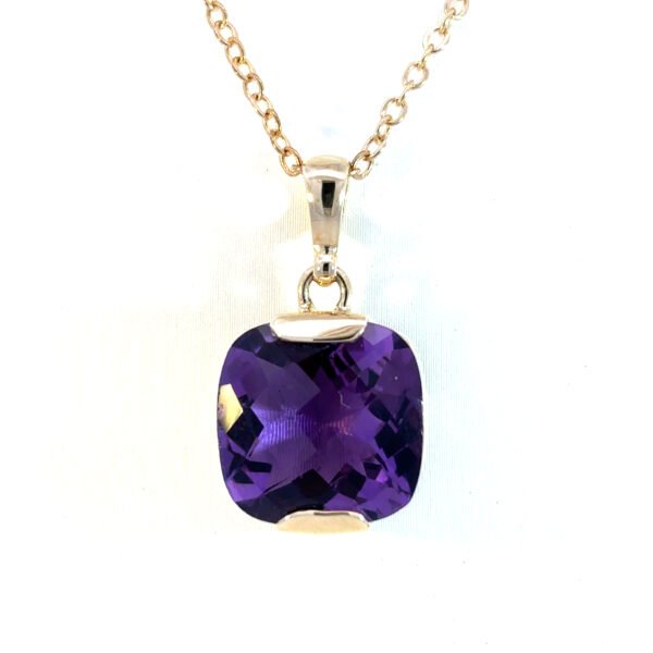 9K Yellow Gold Amethyst Pendant