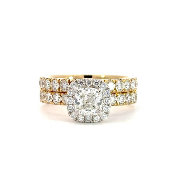 18K Yellow & White Gold Ring Diamonds TDW 1.41 Carat