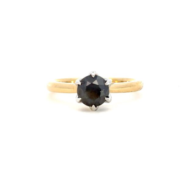 18K Yellow & White Gold Ring Black Diamond 1.32 Carat