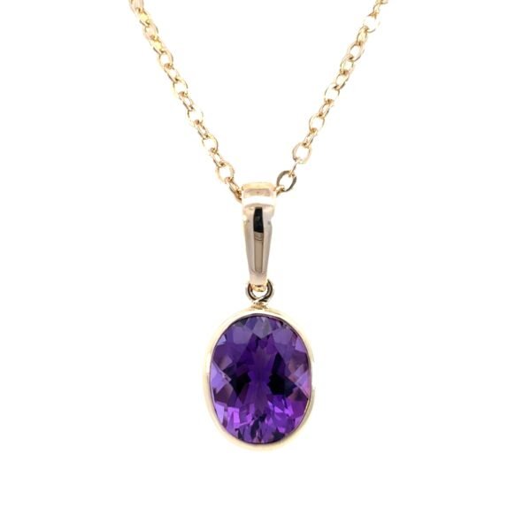 9K Yellow Gold Amethyst Pendant
