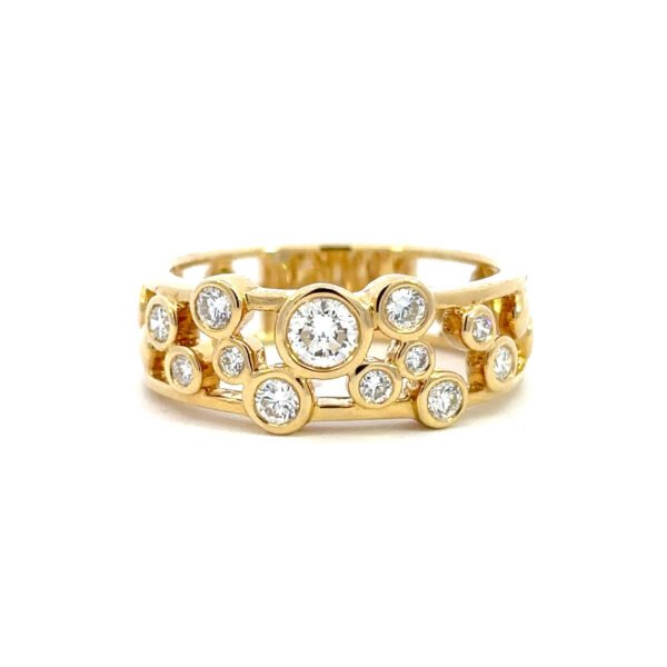 18K Yellow Gold Ring 12 Round Diamonds TDW 0.47 Carat