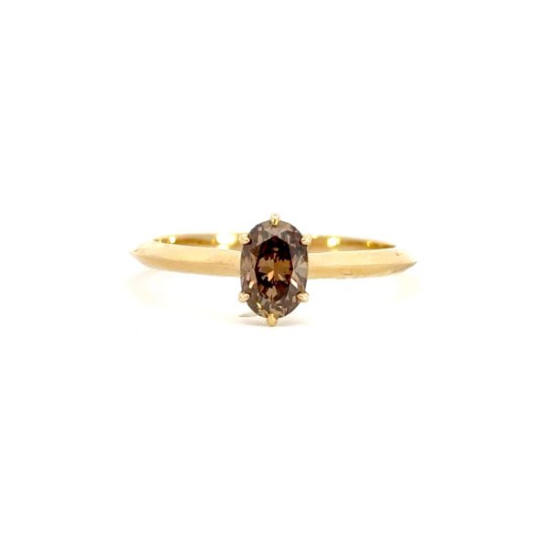 18K Yellow Gold Ring Champagne Diamond 0.60 Carat