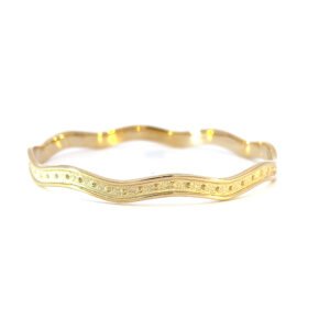 9K Yellow Gold Solid wave style Bangle (5.2mm)Diameter 65mm