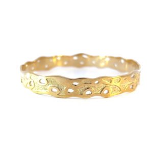 9K Yellow Gold Solid Textured Bangle Diameter 65mm