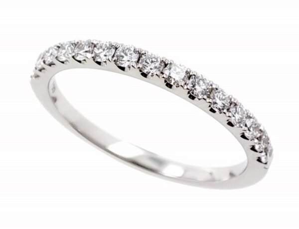 Platinum Ring with 15 Natural Round White Diamonds TDW 0.34 Carat