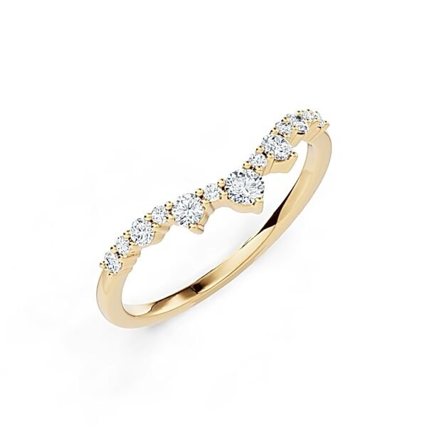 18K Yellow Gold Ring with 13 Round White Diamonds TDW 0.27 Carat