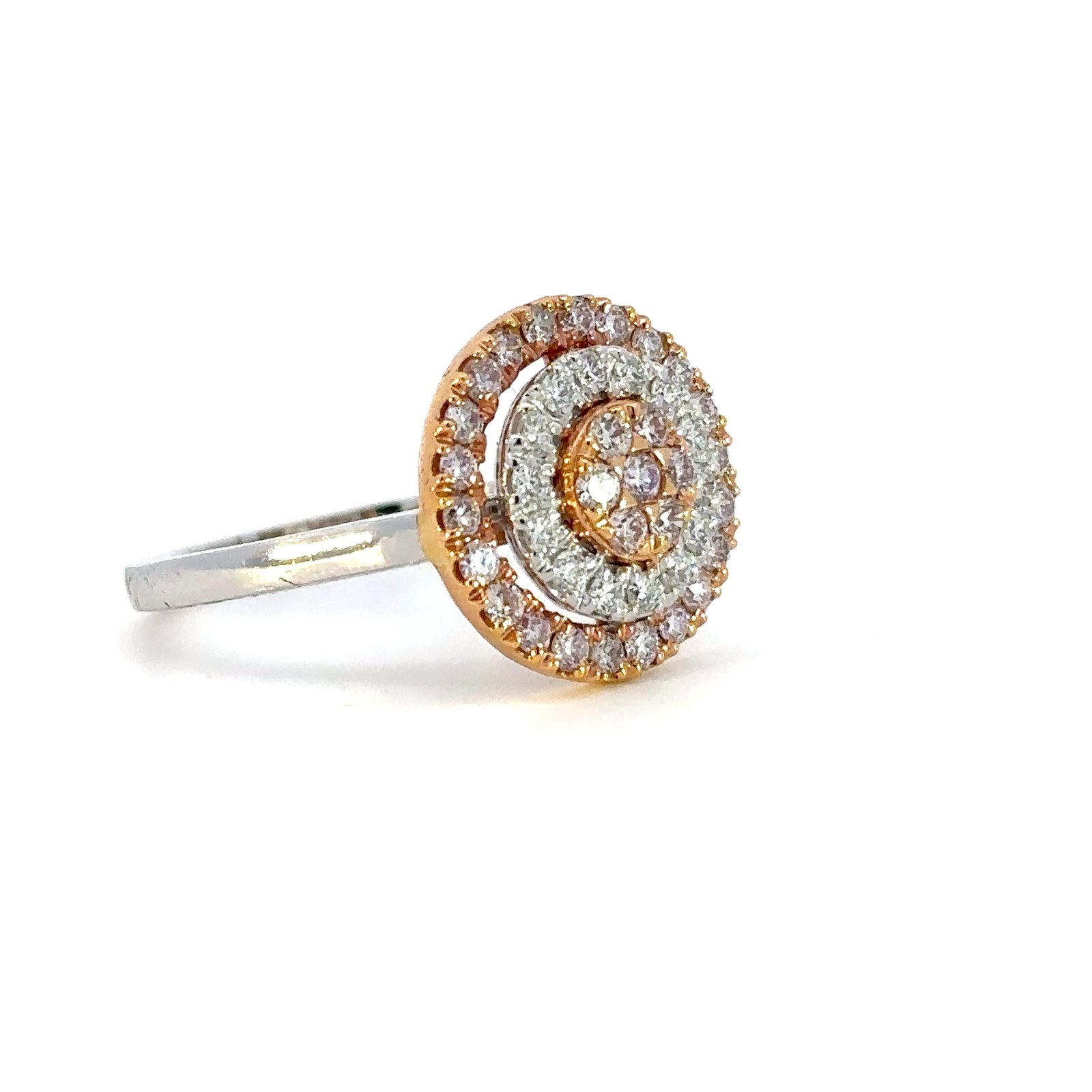 18K White Gold Ring with 29 Round Pink Diamonds TDW 0.52 Carat and 14 Round White Diamonds TDW 0.18 Carat - Image 3