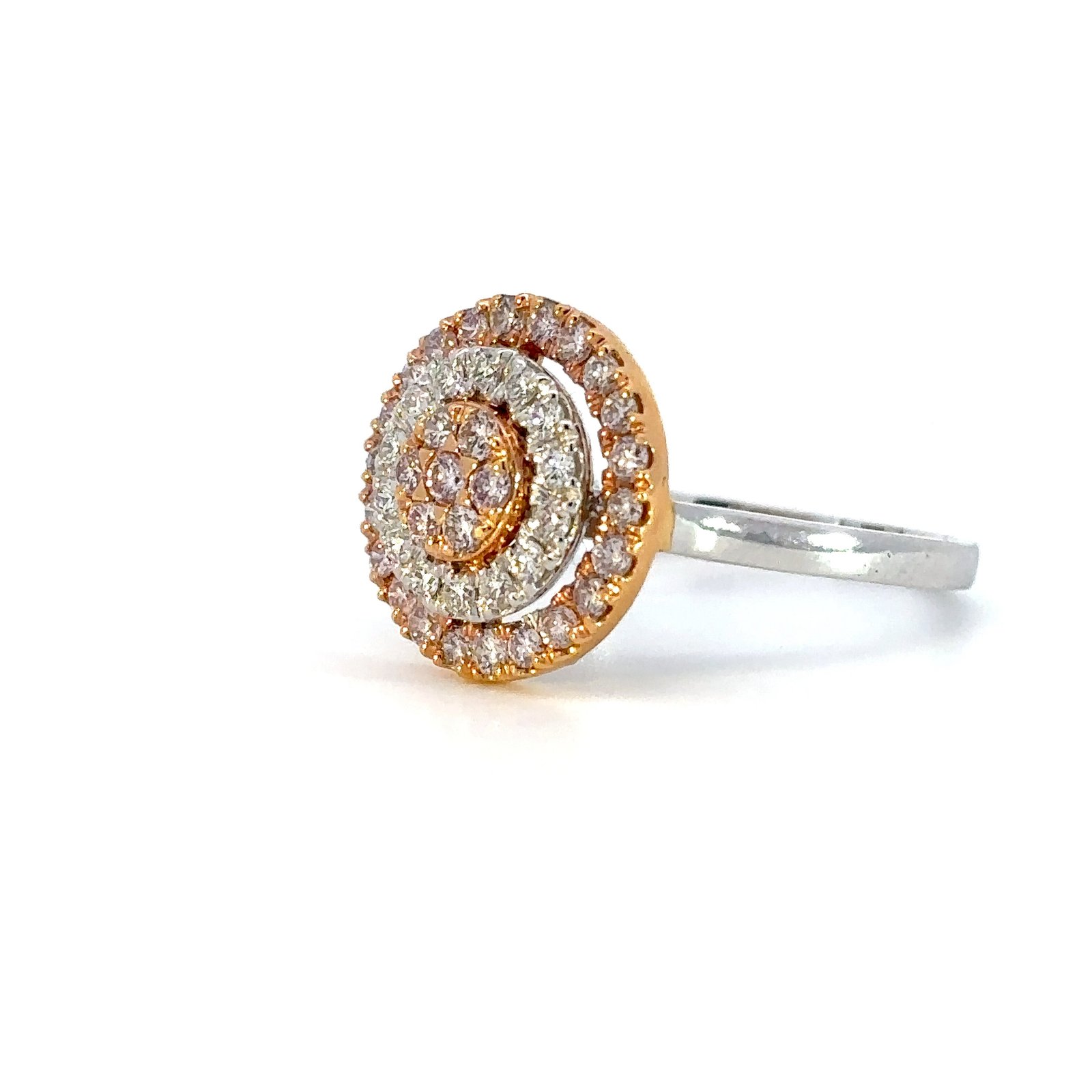 18K White Gold Ring with 29 Round Pink Diamonds TDW 0.52 Carat and 14 Round White Diamonds TDW 0.18 Carat - Image 2