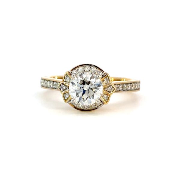 18K Yellow Gold Ring with 36 Round White Diamonds TDW 1.28 Carat
