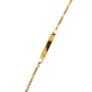 18K Yellow Gold Figaro ID Bracelet – 15cm