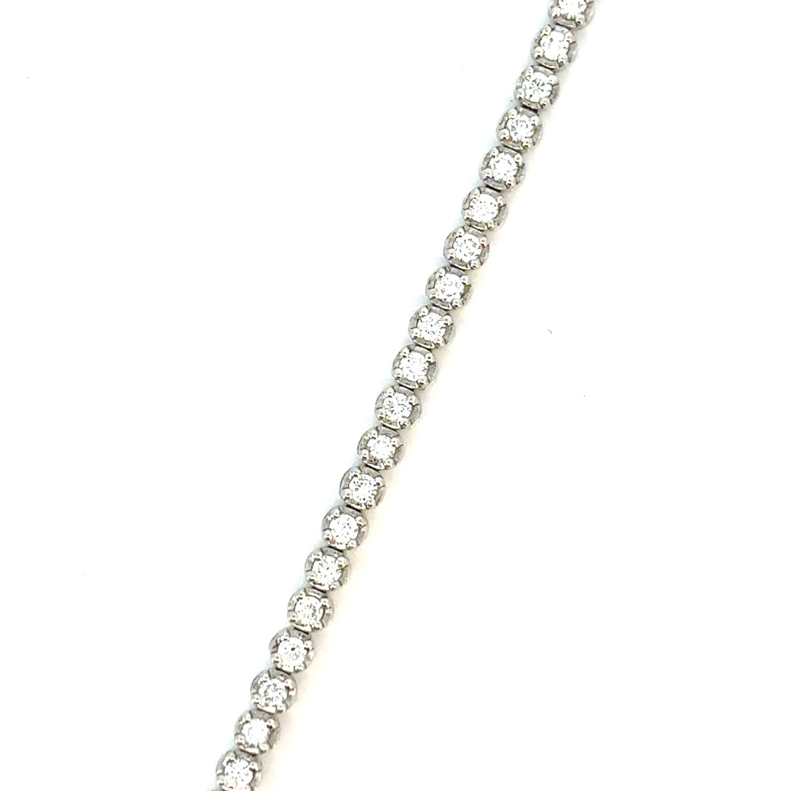 18K White Gold Tennis Bracelet with 58 Round Lab-grown Diamonds TDW 1.51 Carat
