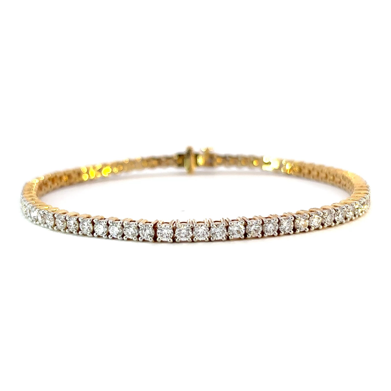 14K Yellow Gold Tennis Bracelet with 69 Round Lab-grown Diamonds TDW 4.42 Carat - Image 2