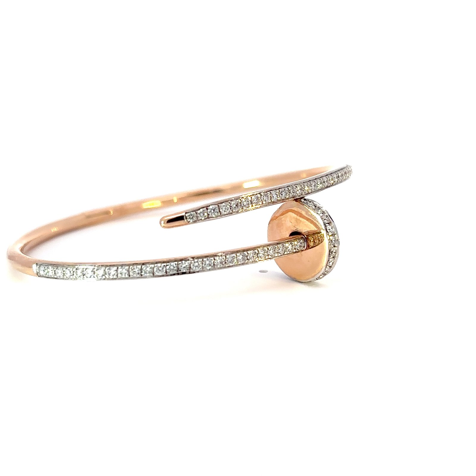 14K Rose Gold Bracelet with 83 Round Lab-grown Diamonds TDW 1.47 Carat - Image 3