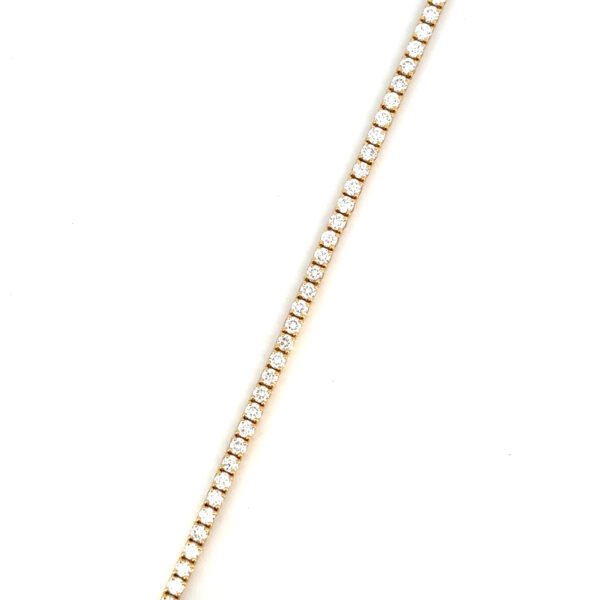18K Yellow Gold Tennis Bracelet with 67 Round Lab-grown Diamonds TDW 3.07 Carat