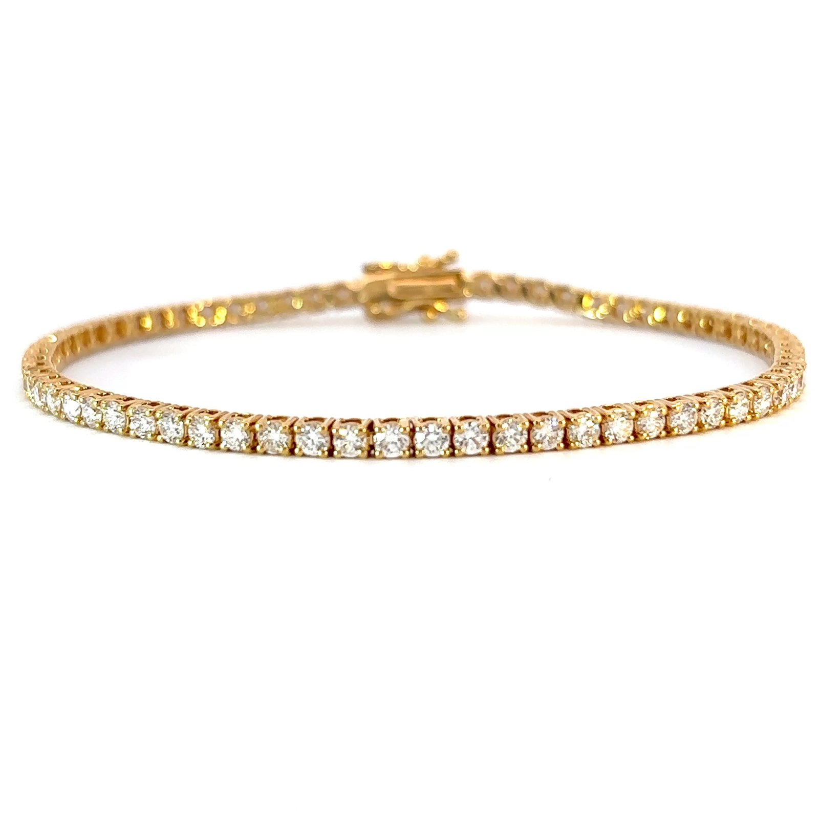18K Yellow Gold Tennis Bracelet with 67 Round Lab-grown Diamonds TDW 3.07 Carat - Image 2