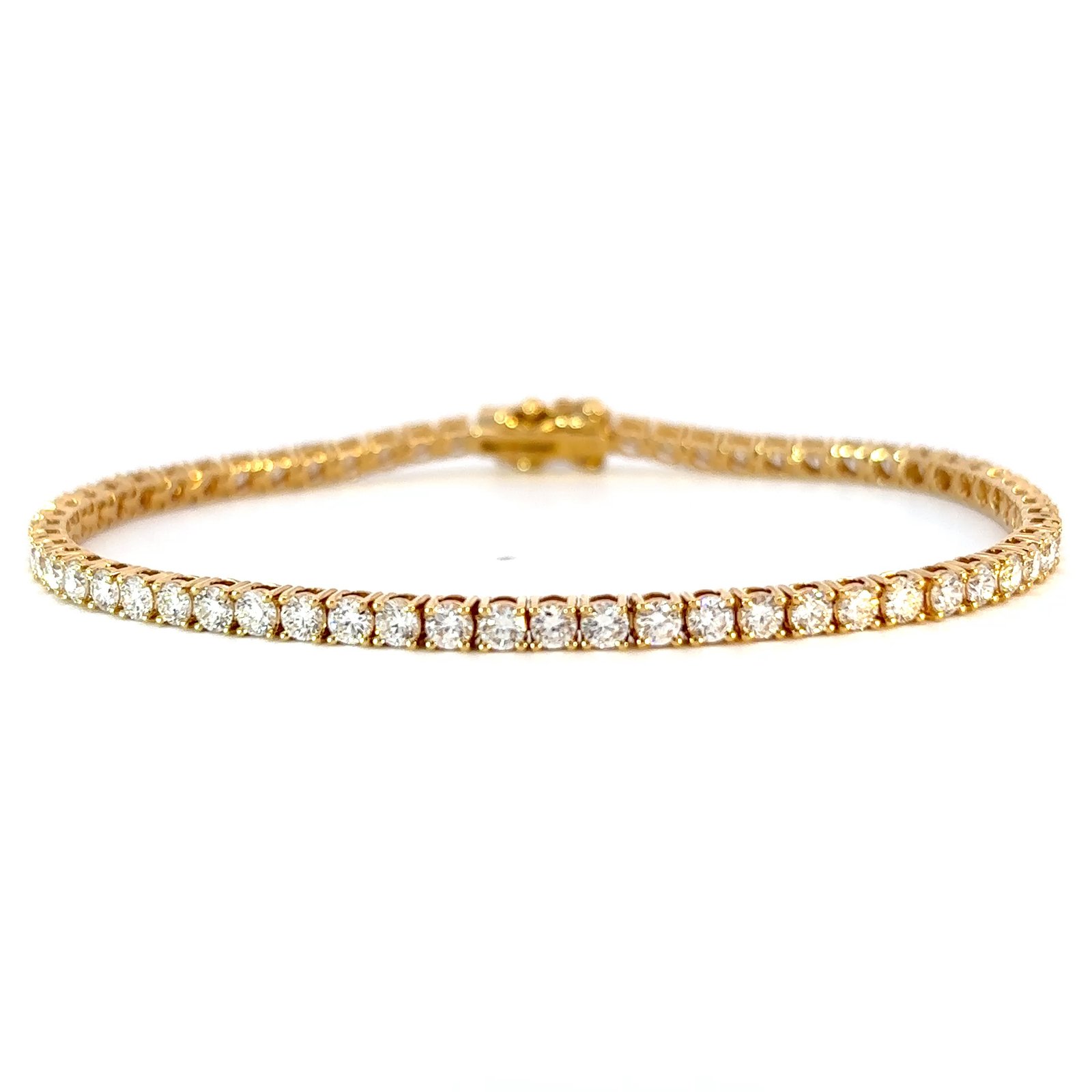 18K Yellow Gold Bracelet with 62 Round Lab-grown Diamonds TDW 4.0 Carat - Image 2