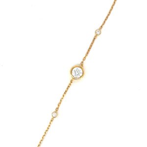 18K Yellow Gold Bracelet with 5 Round Lab-grown Diamonds TDW 1.26 Carat