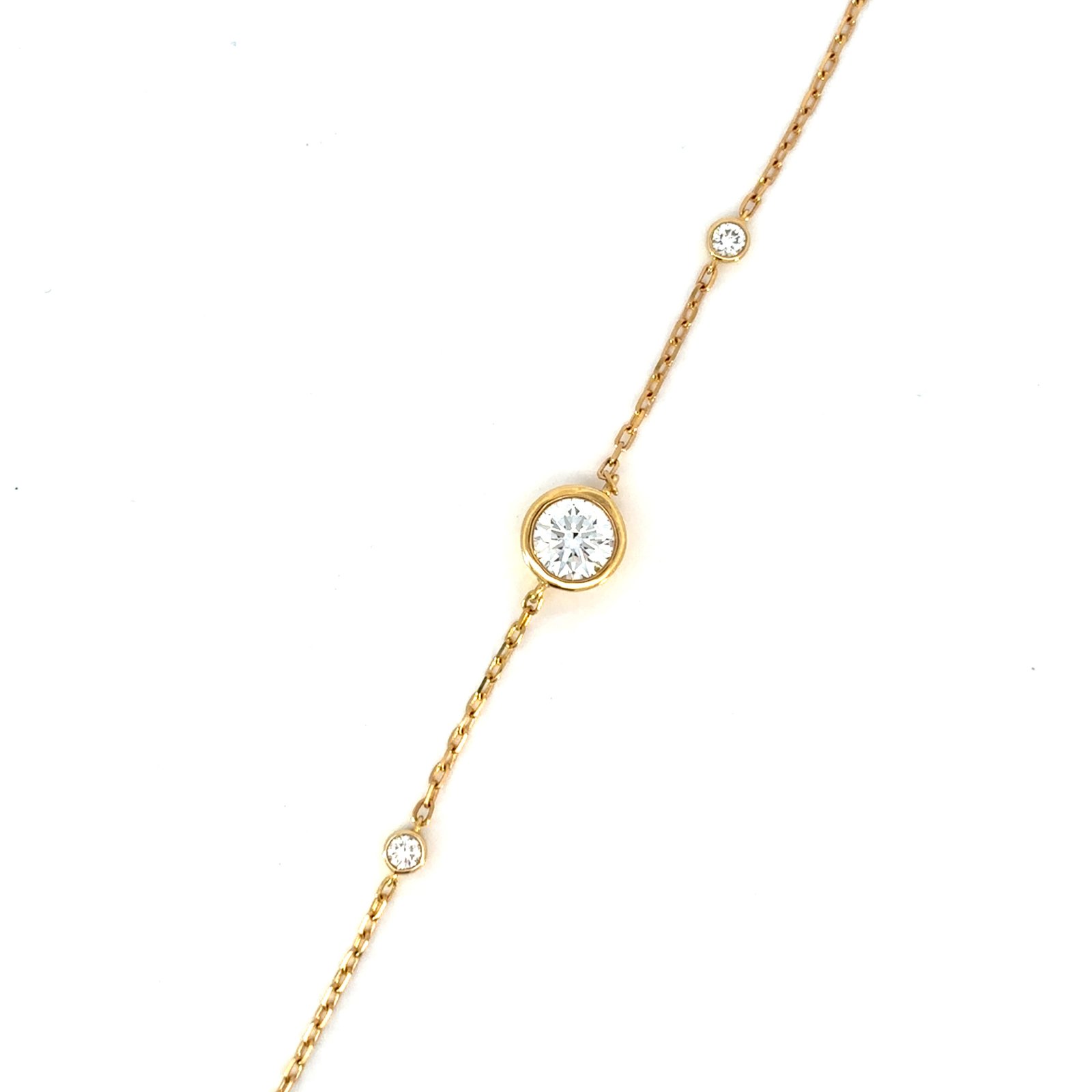 18K Yellow Gold Bracelet with 5 Round Lab-grown Diamonds TDW 1.26 Carat