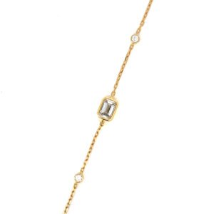 18K Yellow Gold Bracelet with 1 Emerald cut & 4 Round Lab-grown Diamonds TDW 1.27 Carat