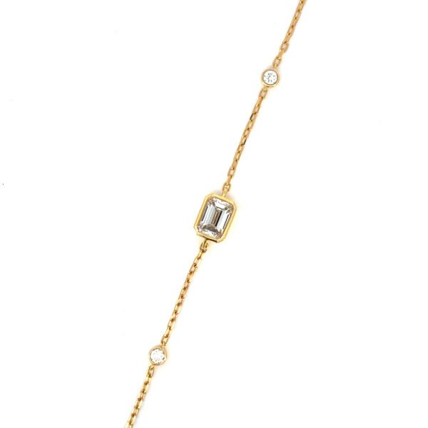 18K Yellow Gold Bracelet with 1 Emerald cut & 4 Round Lab-grown Diamonds TDW 1.27 Carat
