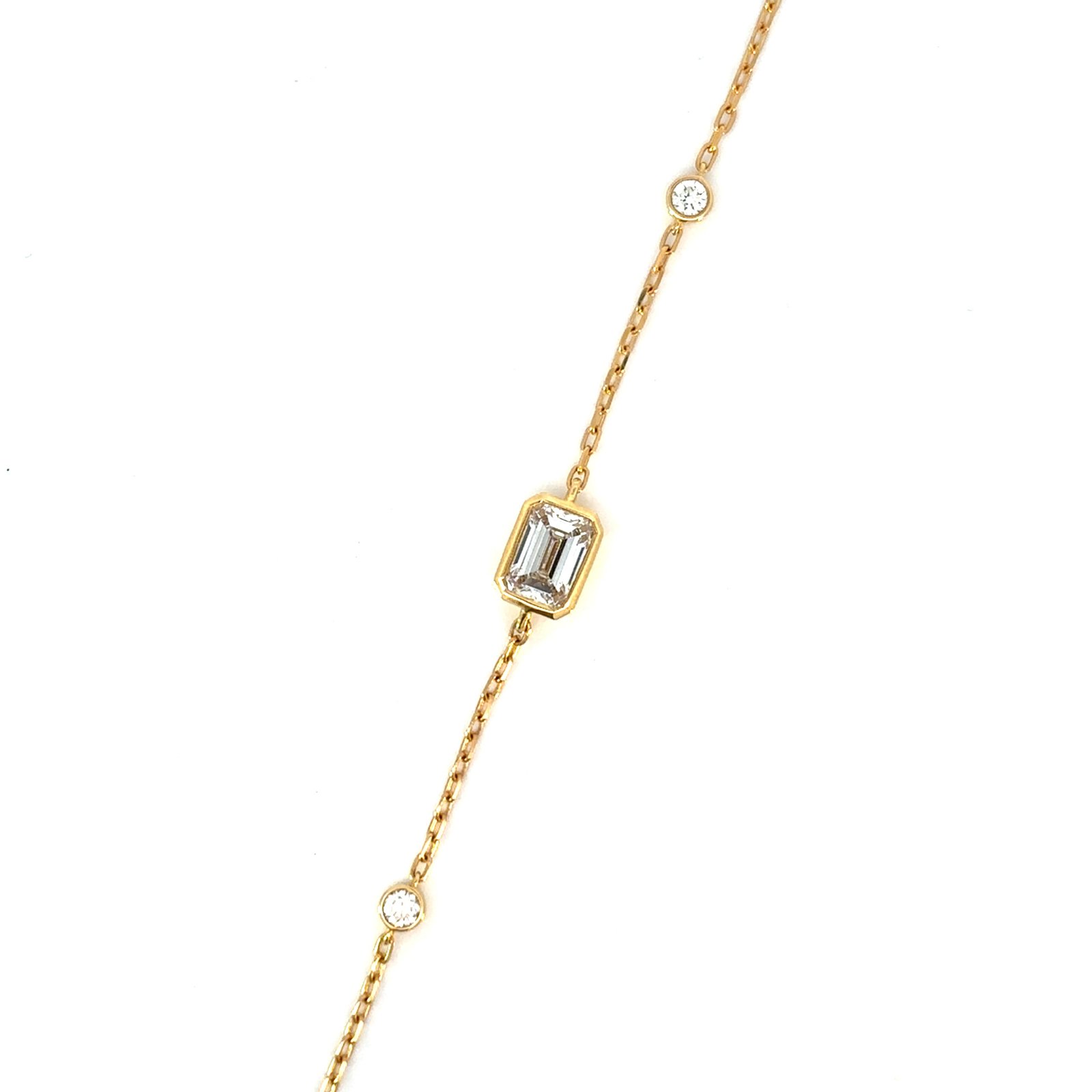 18K Yellow Gold Bracelet with 1 Emerald cut & 4 Round Lab-grown Diamonds TDW 1.27 Carat