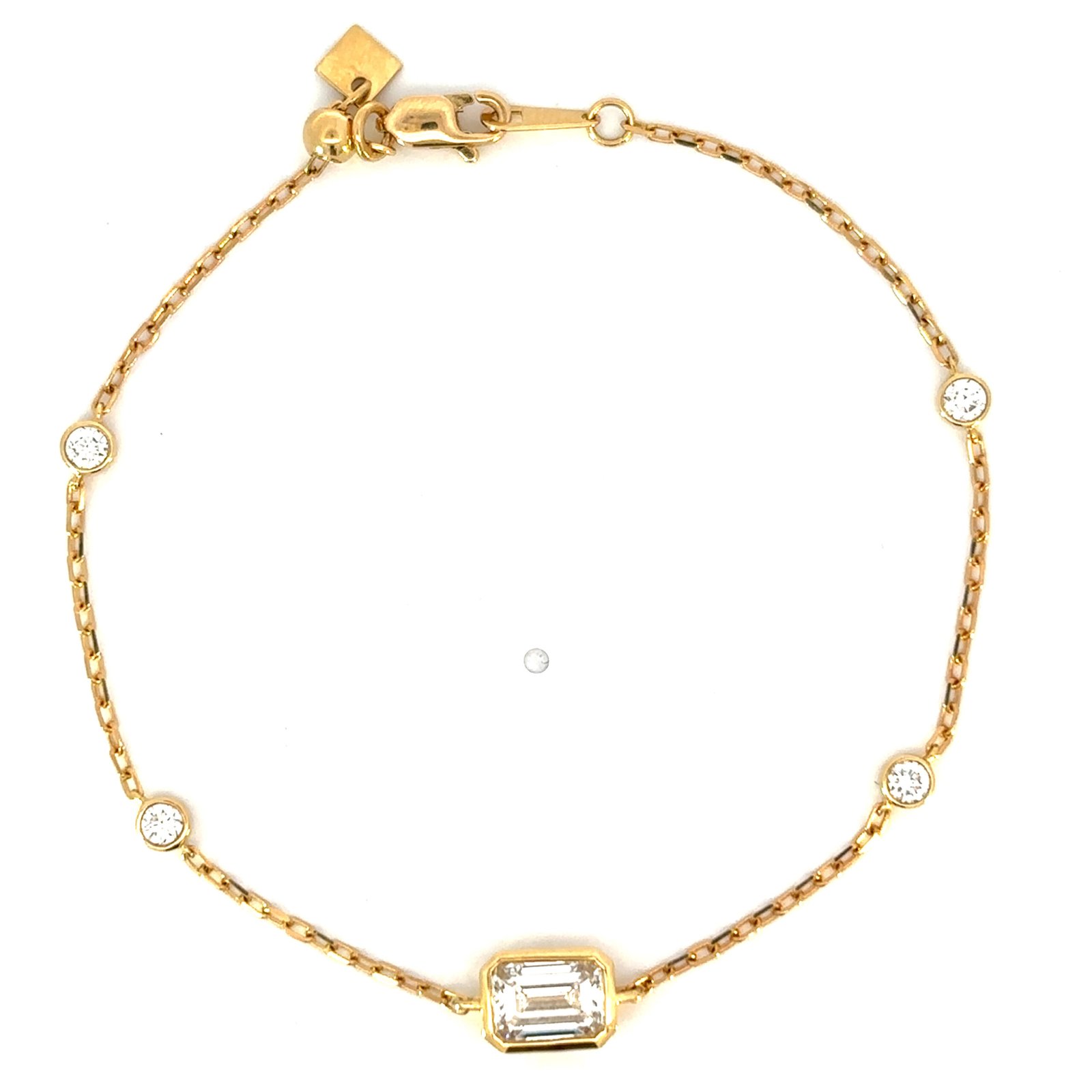 18K Yellow Gold Bracelet with 1 Emerald cut & 4 Round Lab-grown Diamonds TDW 1.27 Carat - Image 2