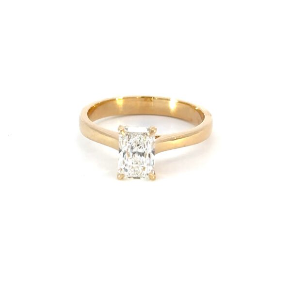 18K Yellow Gold Ring with Radiant Lab Grown Diamond 1.03 Carat