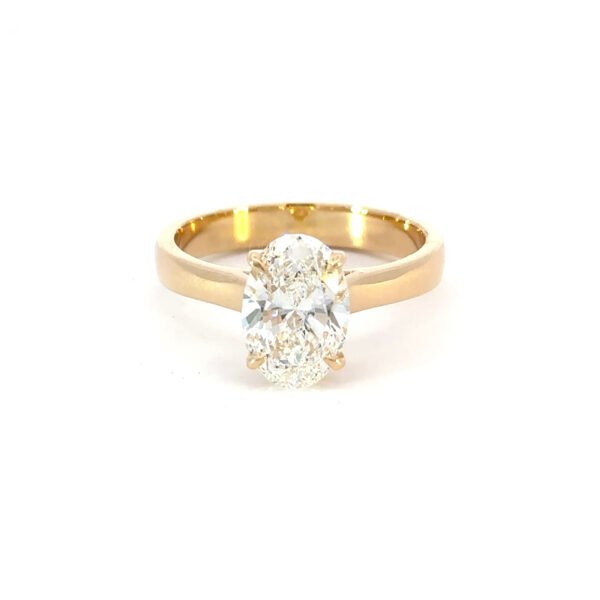 18K Yellow Gold Ring with Oval Lab Grown Diamond 2.02 Carat