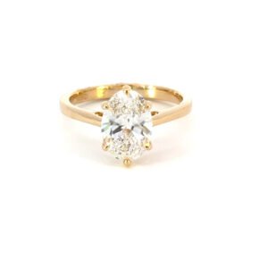18K Yellow Gold Ring with Oval Lab Grown Diamond 2.05 Carat