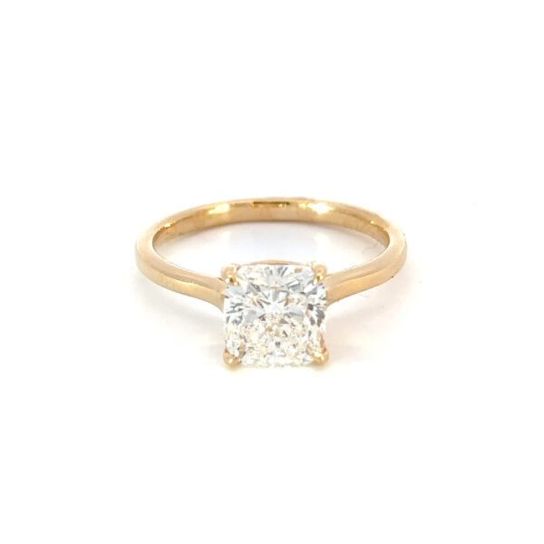 18K Yellow Gold Ring with Radiant cut Lab Grown Diamond 2.02 Carat