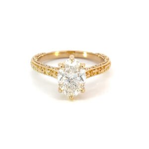 18K Yellow Gold Ring with Oval Lab Grown Diamond 2.03 Carat