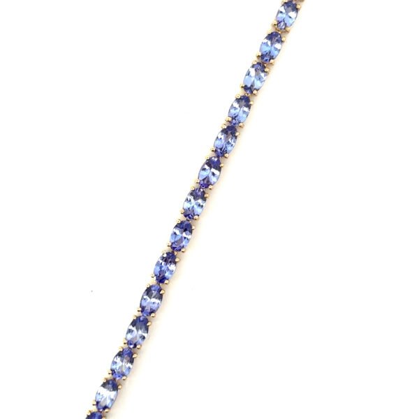 10K Yellow Gold Bracelet 34 Oval Tanzanites TCW 8.81 Carat