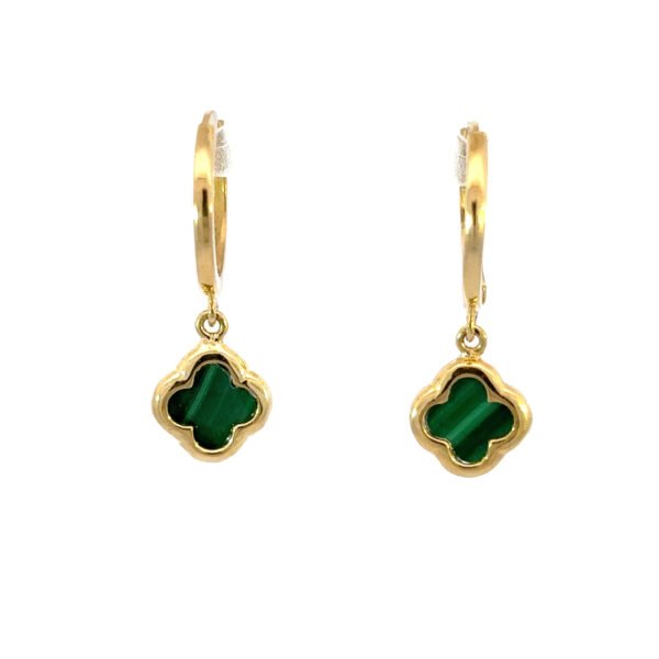 9K Yellow Gold Clover shaped Drop Earrings