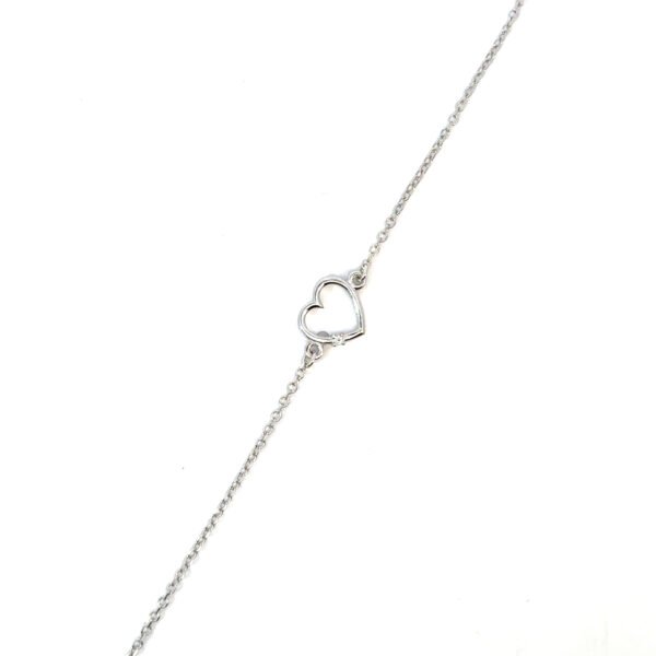 9K White Gold Heart Bracelet – 17cm
