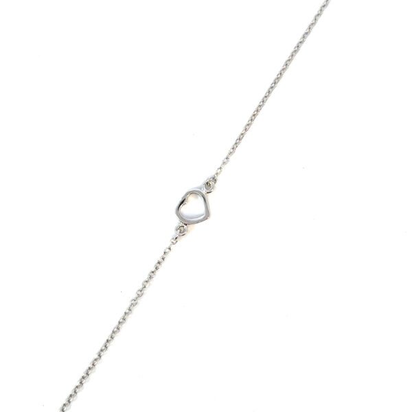 9K White Gold Heart Bracelet – 19cm