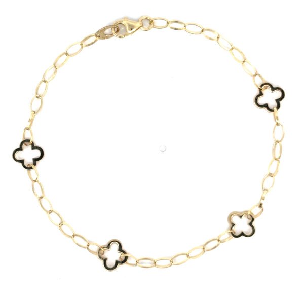 9K Yellow Gold Clover Bracelet 18cm