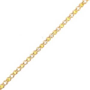 9K Yellow Gold Bracelet 22 Yellow Sapphire 1.30 Carat 22 Diamonds 0.98 Carat