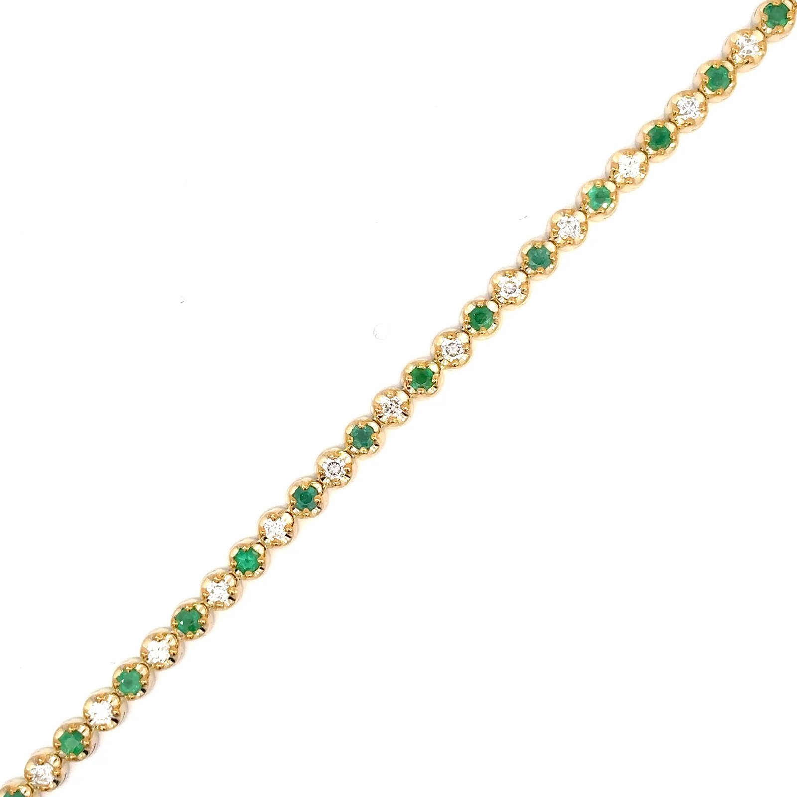 9K Yellow Gold Bracelet 22 Emerald 1.25 Carat 22 Diamonds 1.00 Carat