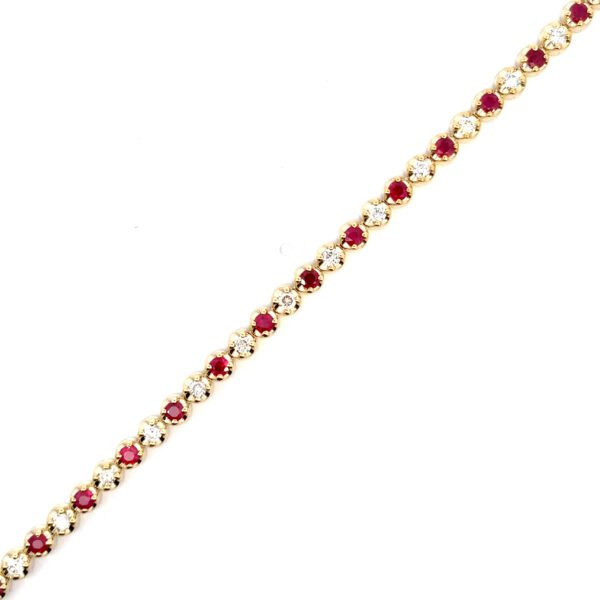 9K Yellow Gold Bracelet 22 Ruby 1.51 Carat 22 Diamonds 1.06 Carat