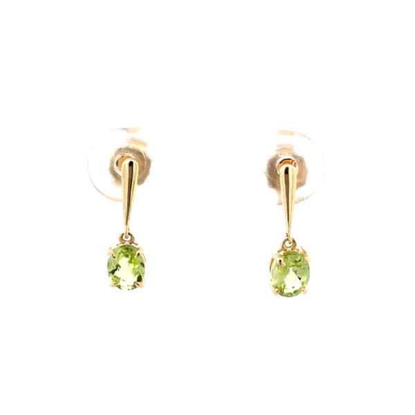 9K Yellow Gold Earrings 2 Oval Peridot 0.75 Carat