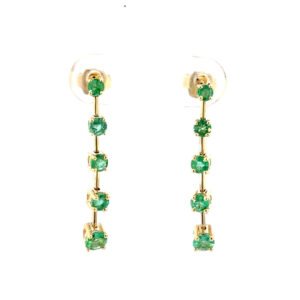 9K Yellow Gold Earrings 10 Emeralds TW 1.02 Carat