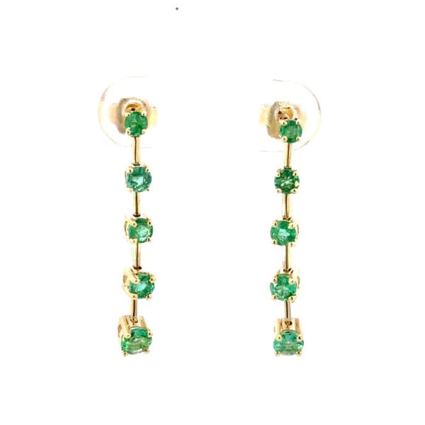 9K Yellow Gold Earrings 10 Emeralds TW 1.02 Carat
