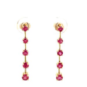 9K Yellow Gold Earrings 10 Rubies TW 1.41 Carat